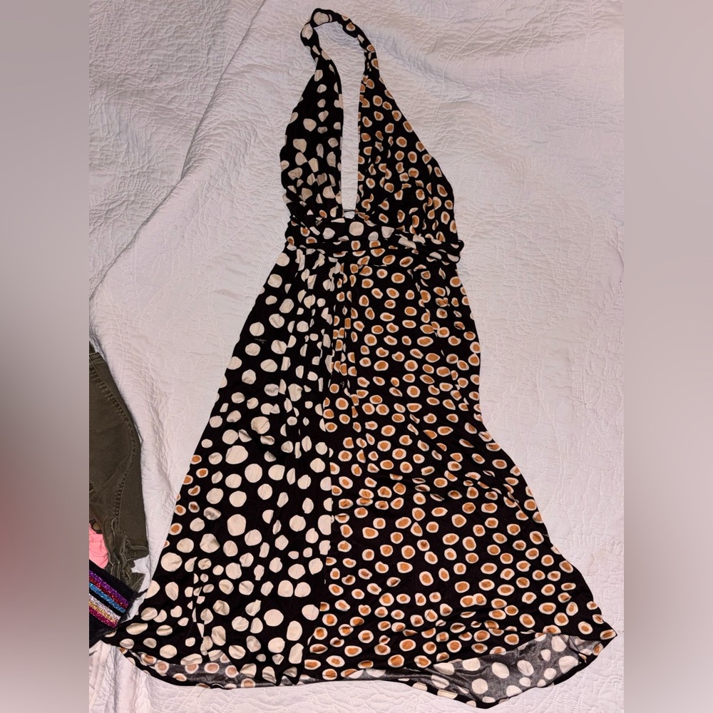 Issa London Black Brown and White Patterned Dress